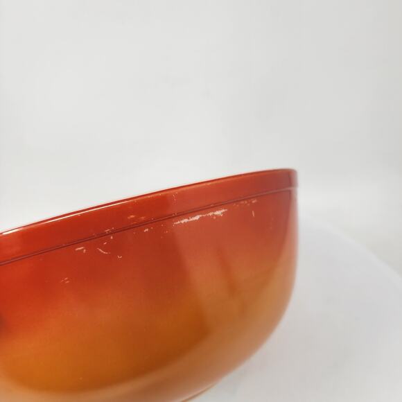 Vintage PYREX Flameglo 404 4 Quart Oven Ware Ombre Orange Mixing Nesting Bowl - Picture 9 of 12